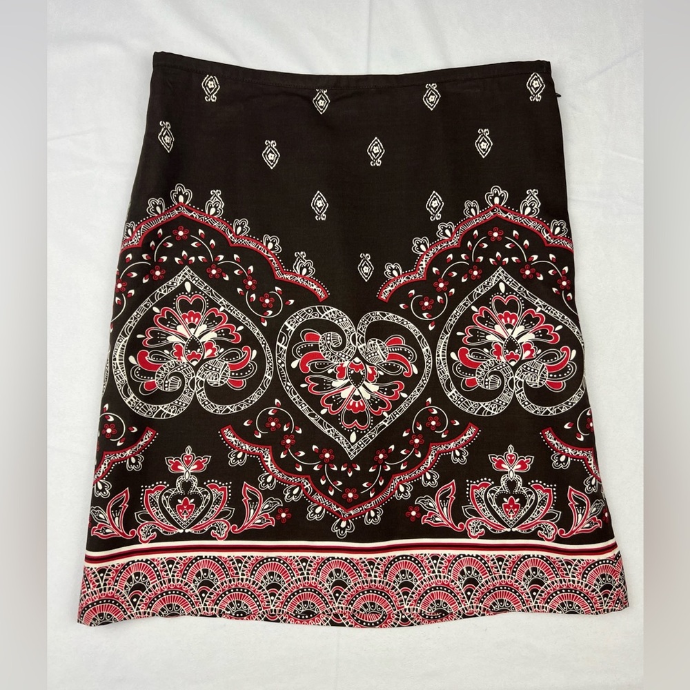 Ann Taylor Loft Bandana Paisley Silk and Cotton Blend Pencil Skirt - 6